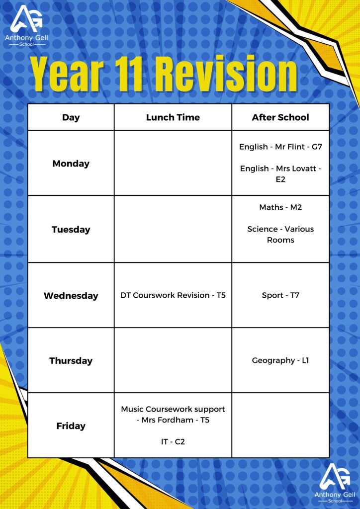 Year 11 Revision Timetable
